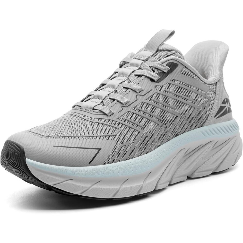 Women's Gray Blue Walking Shoes Comfort Breathable Non-Slip Gym Training Sneaker